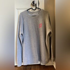 Peloton Light Gray Sweatshirt with Pink Logo